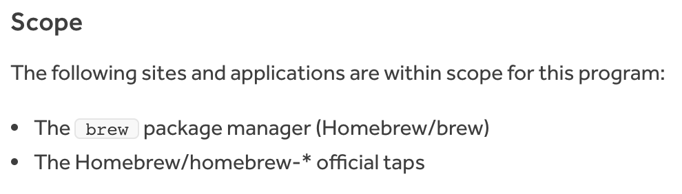 Homebrew program’s scope section